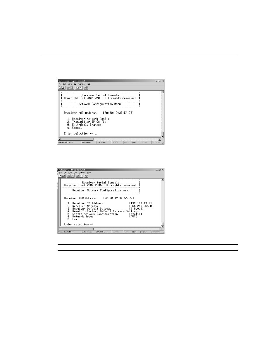 Figure 3.7: network configuration menu, Figure 3.8: receiver network configuration menu | Avocent LongView IP User Manual | Page 27 / 50
