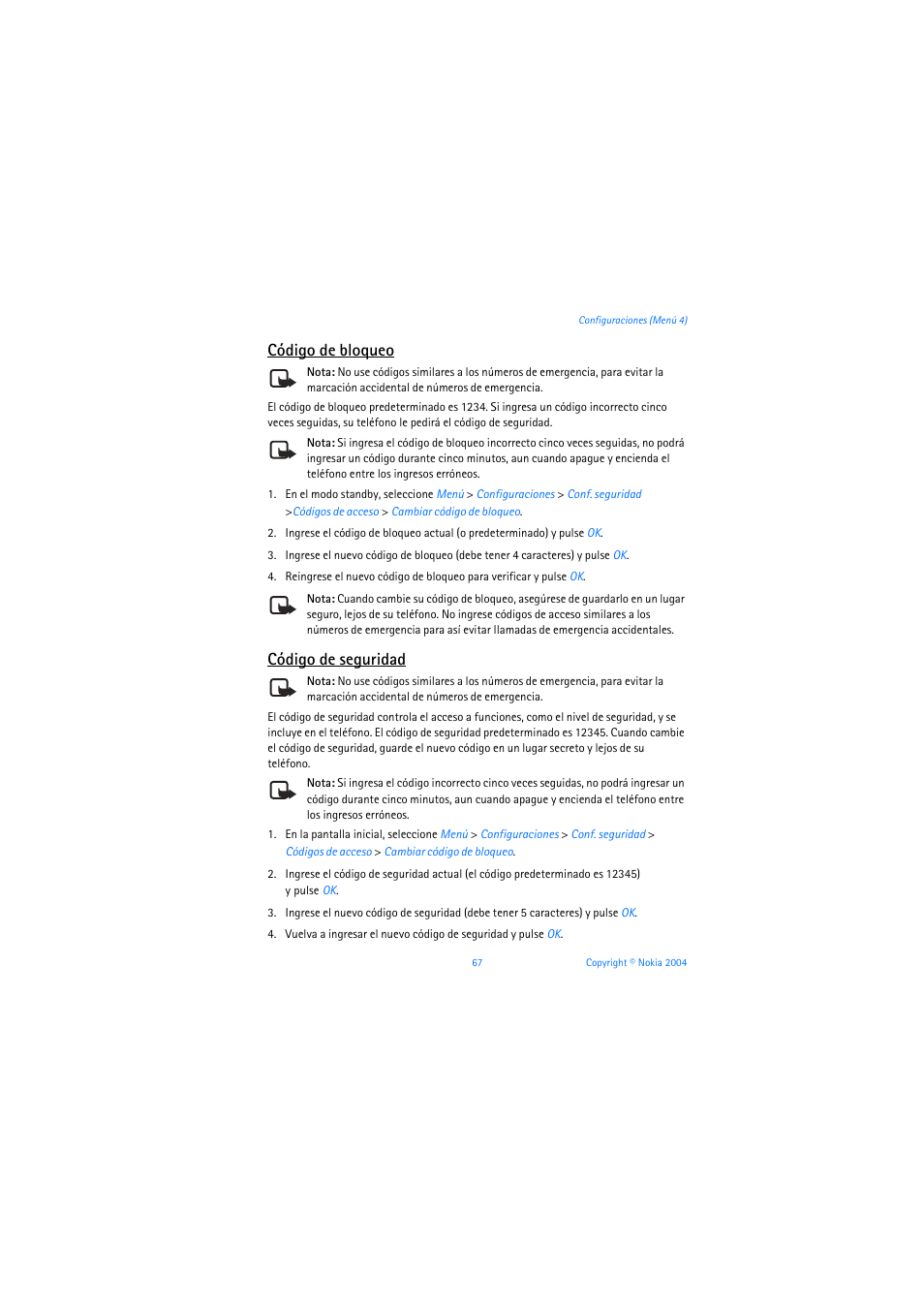 Código de bloqueo, Código de seguridad | Nokia 6019i User Manual | Page 188 / 241