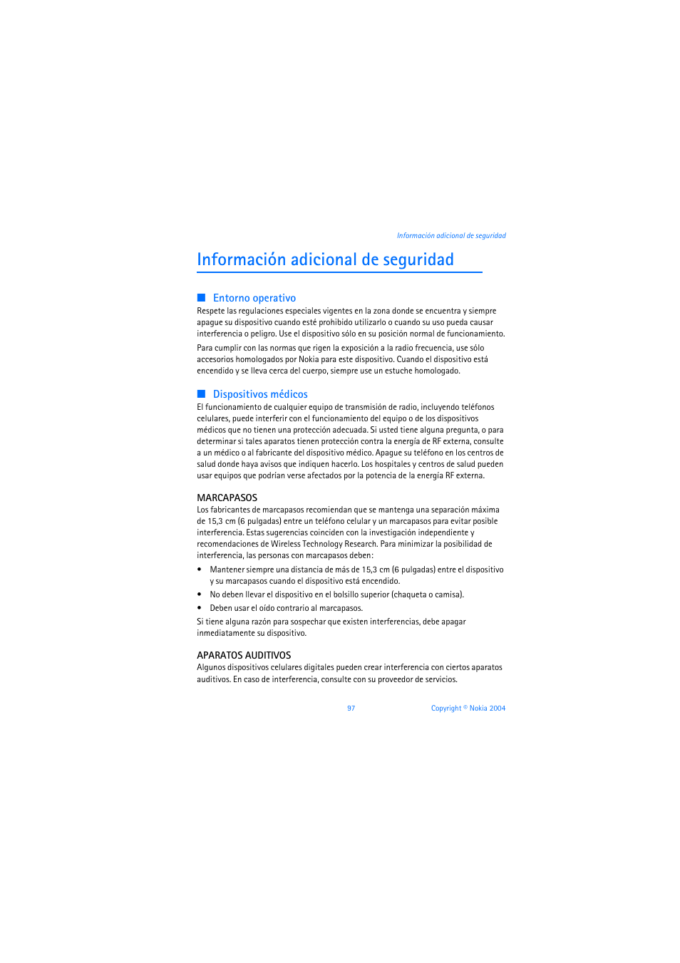 Información adicional de seguridad | Nokia 6019i User Manual | Page 218 / 241