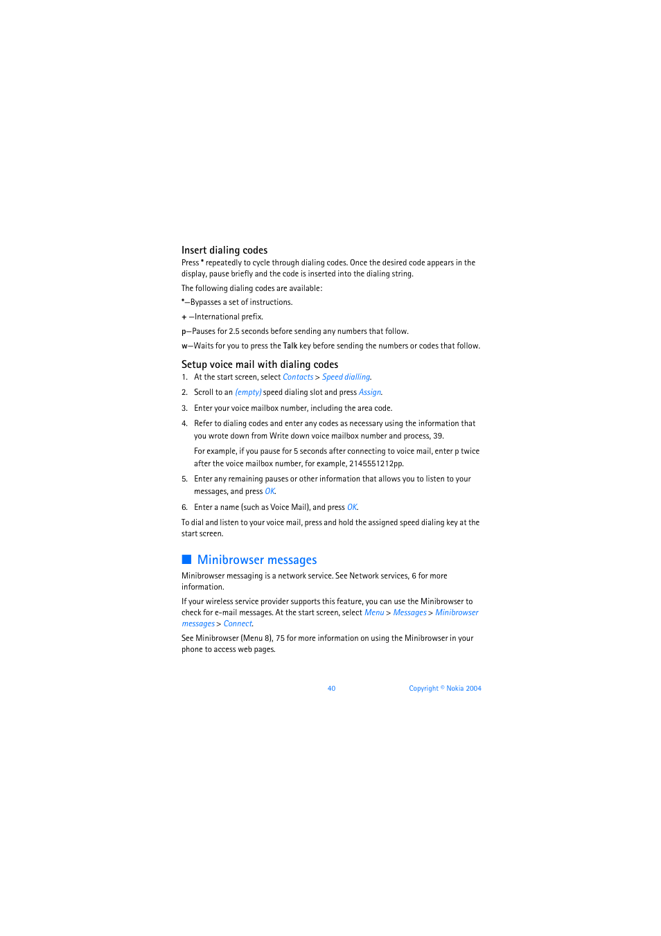Minibrowser messages | Nokia 6019i User Manual | Page 41 / 241