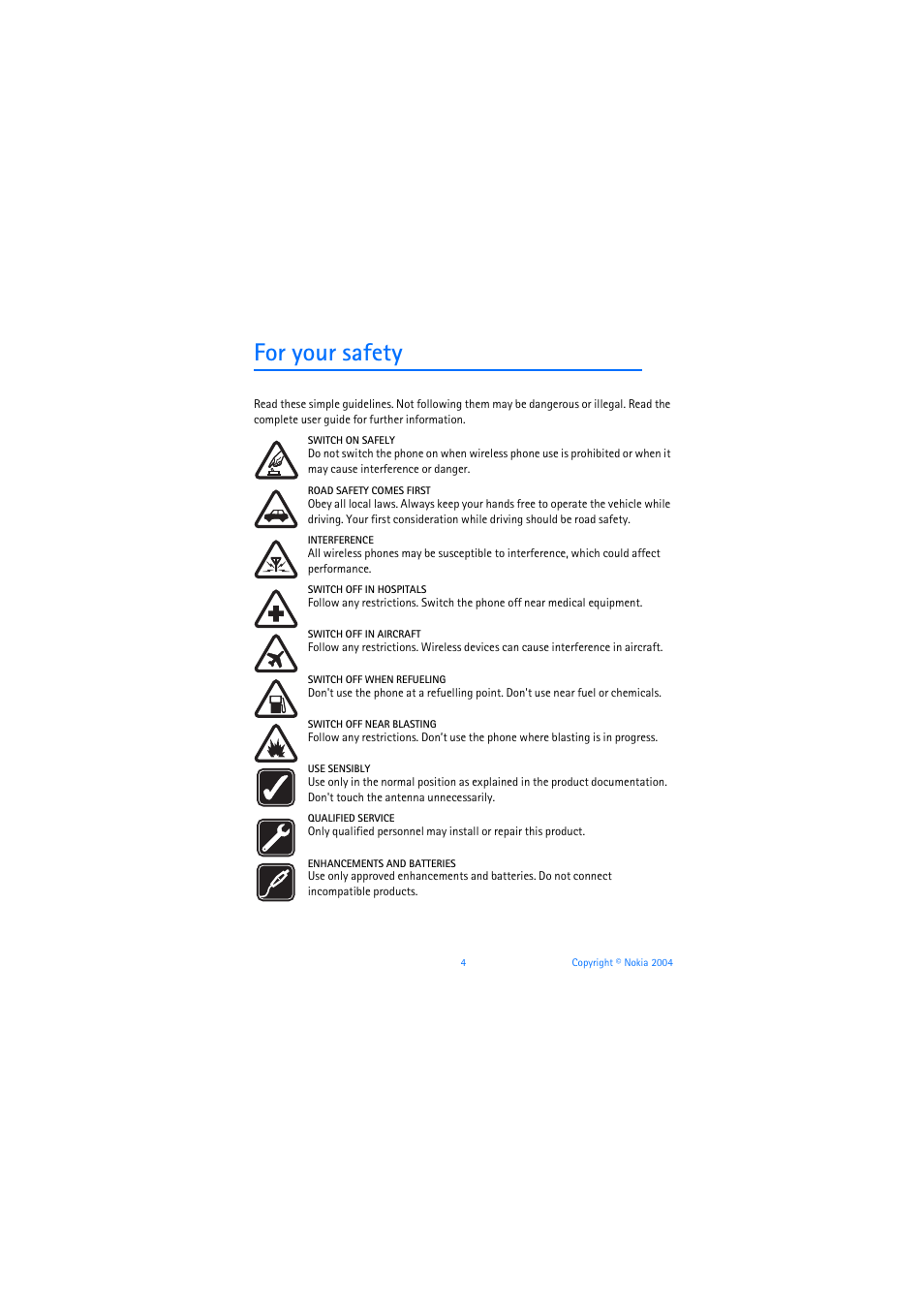 For your safety | Nokia 6019i User Manual | Page 5 / 241
