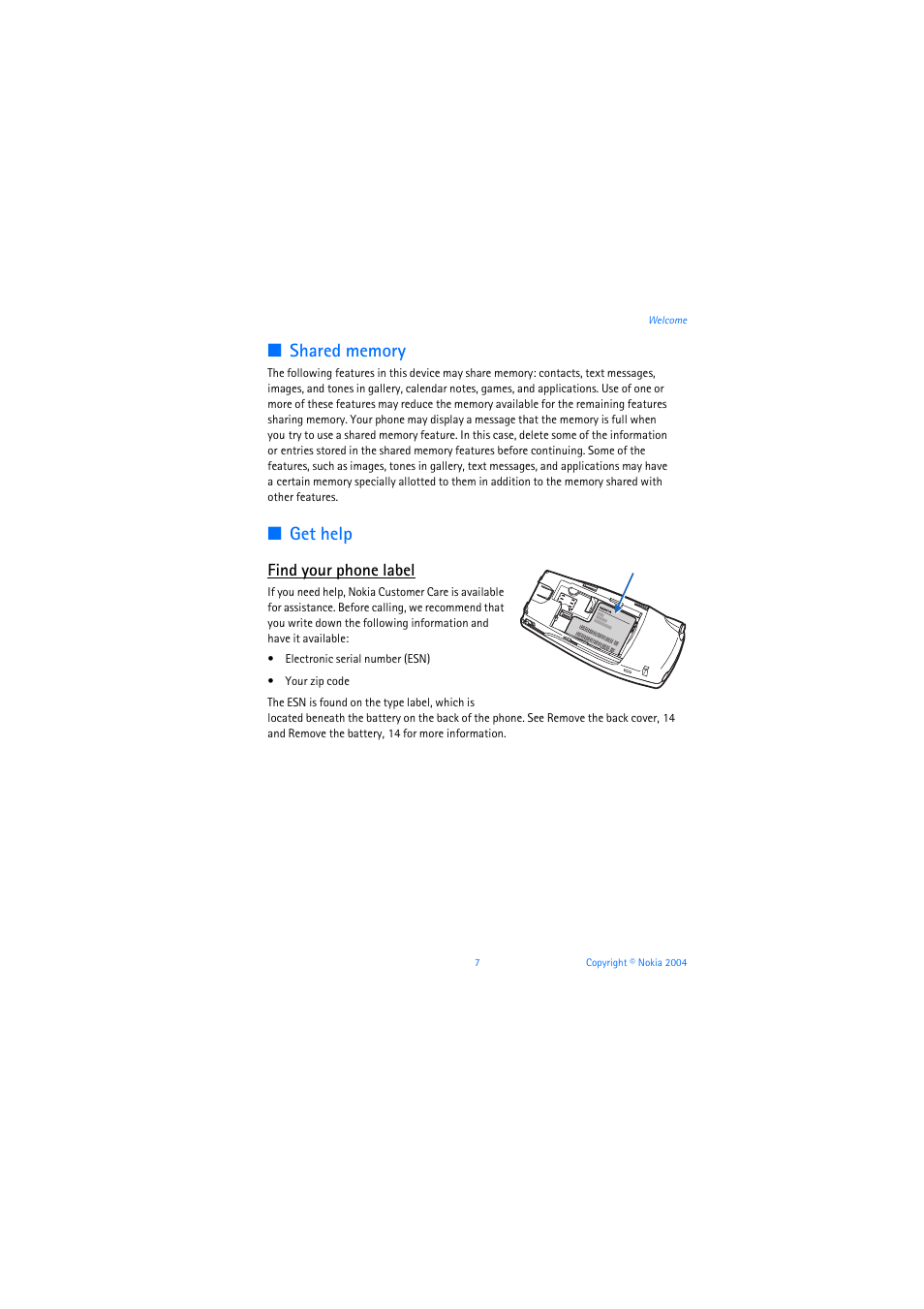 Get help, Find your phone label | Nokia 6019i User Manual | Page 8 / 241