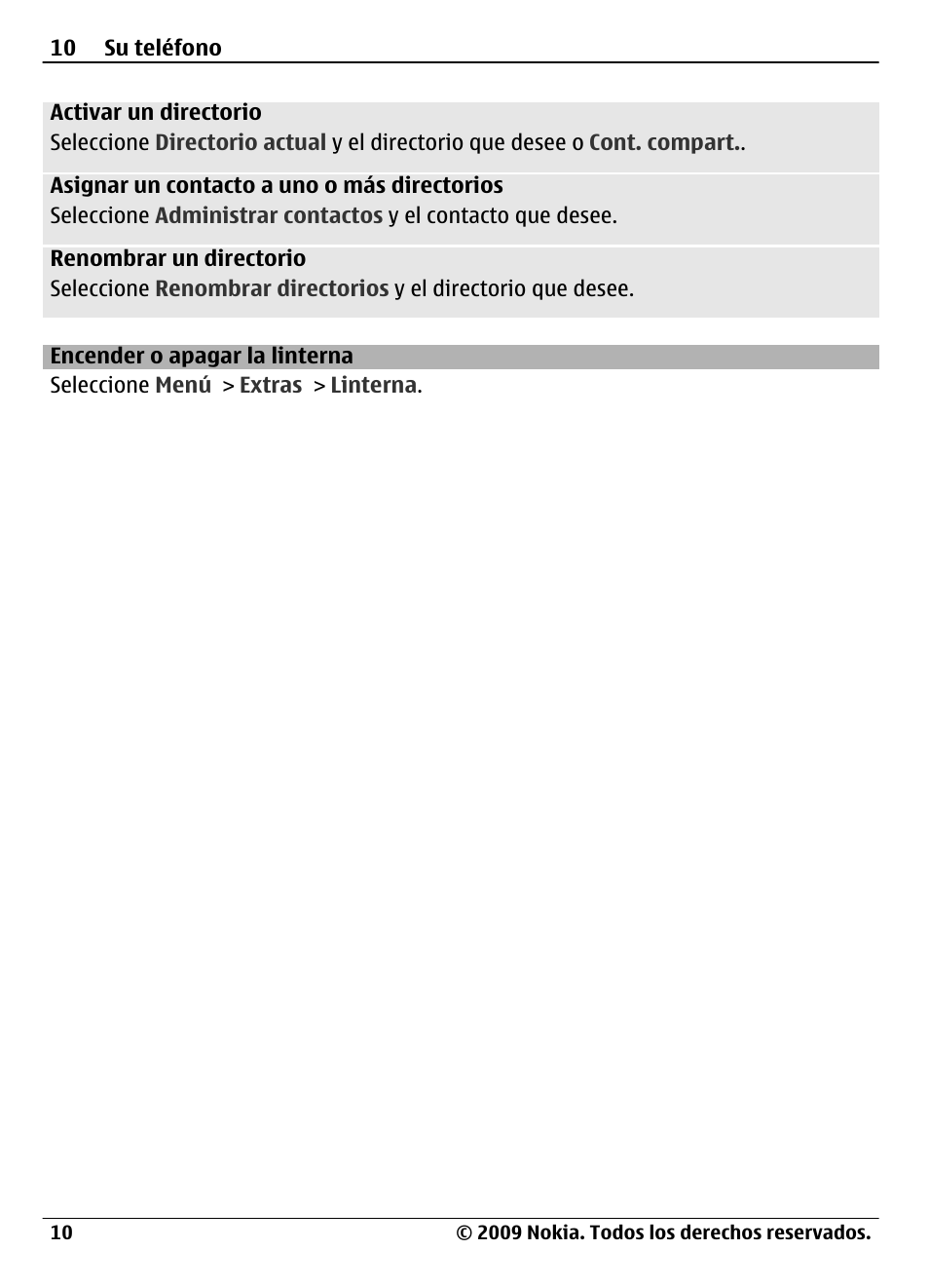 Encender o apagar la linterna | Nokia 1208 User Manual | Page 24 / 30