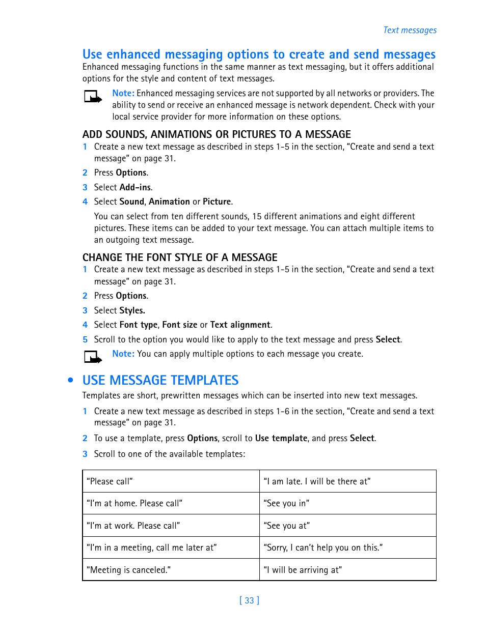 Use message templates | Nokia 3589i User Manual | Page 38 / 108