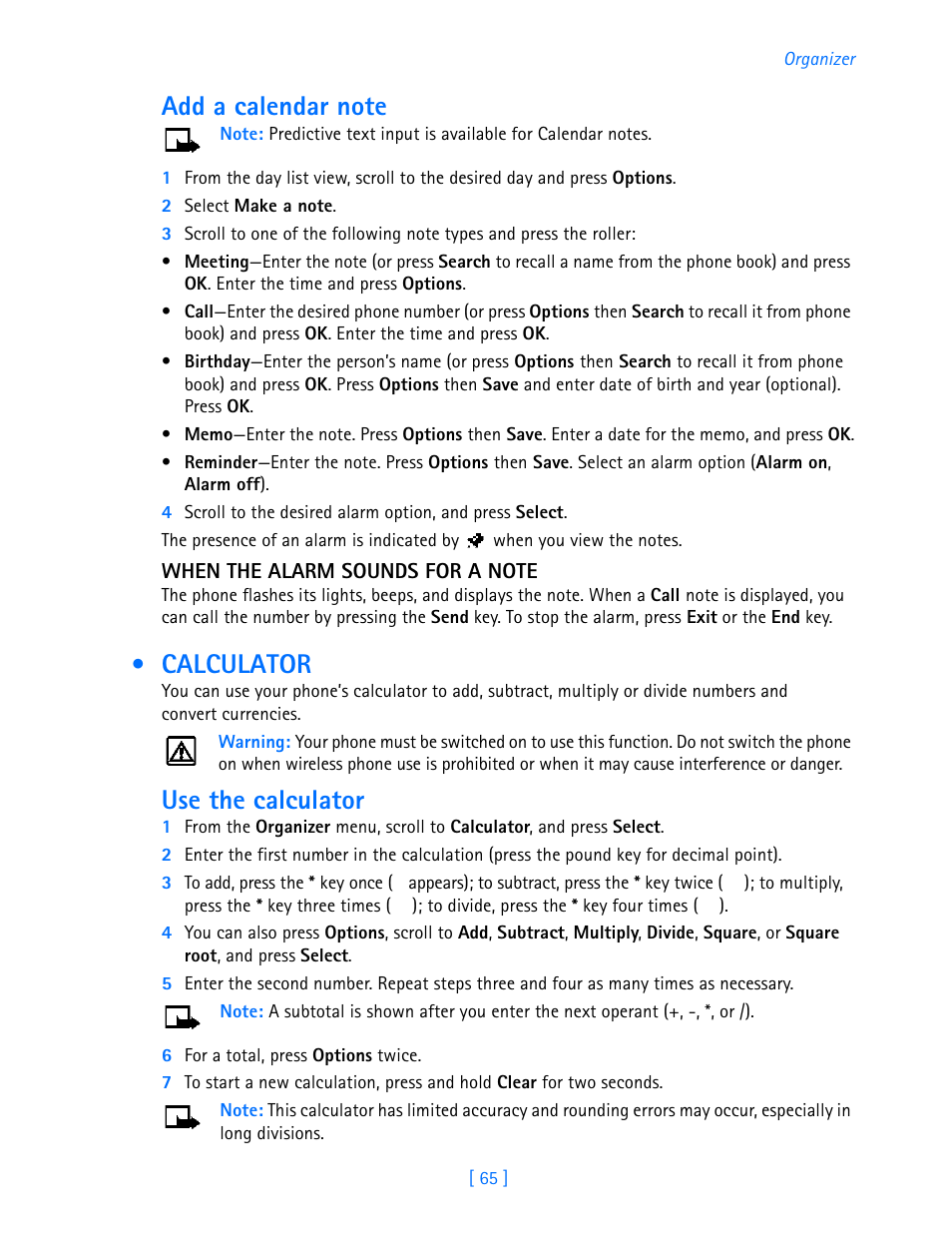 Calculator, Use the calculator | Nokia 3589i User Manual | Page 70 / 108