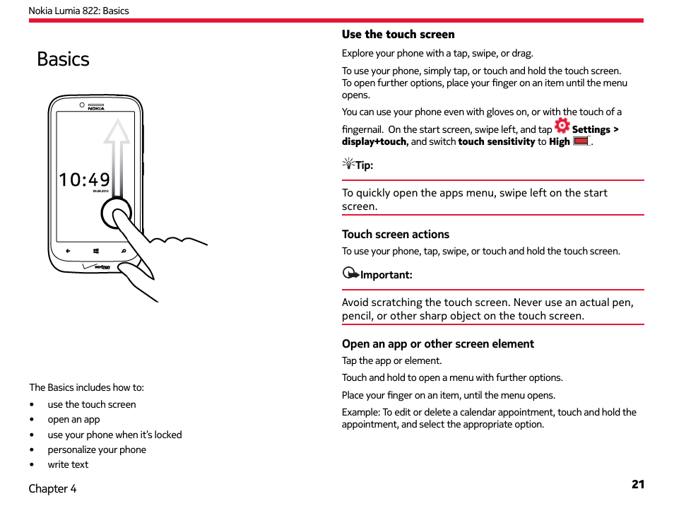 Basics | Nokia Lumia 822 User Manual | Page 22 / 93
