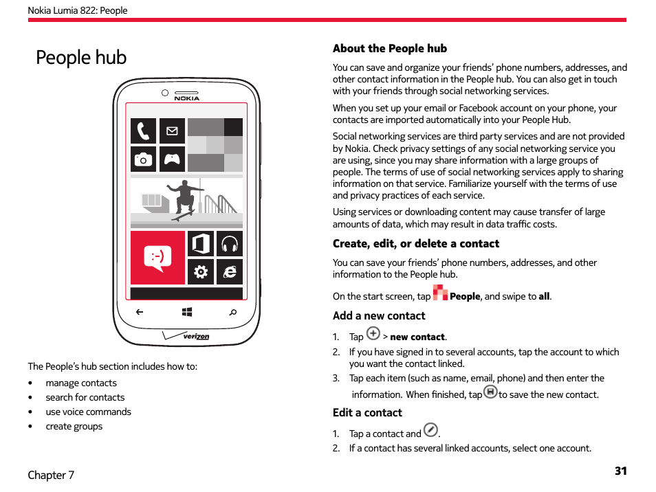 People hub | Nokia Lumia 822 User Manual | Page 32 / 93