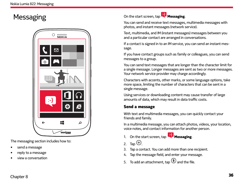 Messaging | Nokia Lumia 822 User Manual | Page 37 / 93