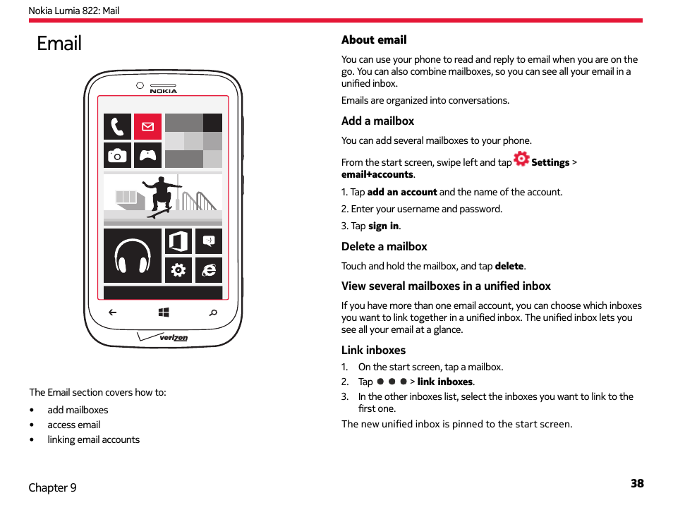 Email | Nokia Lumia 822 User Manual | Page 39 / 93