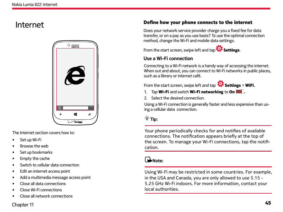 Internet | Nokia Lumia 822 User Manual | Page 46 / 93