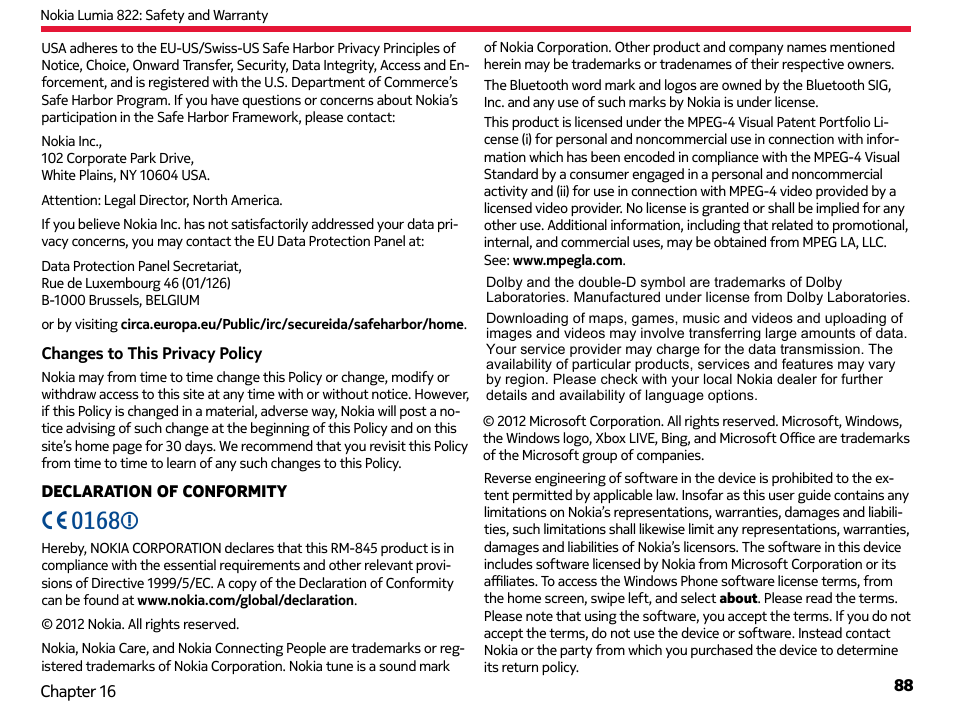 Nokia Lumia 822 User Manual | Page 89 / 93