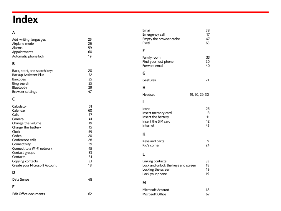 Switch off in restricted areas, Interference, Qualified service | Safety, Index | Nokia Lumia 822 User Manual | Page 92 / 93