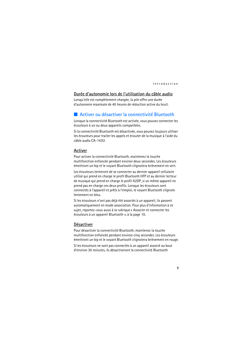 Activer ou désactiver la connectivité bluetooth, Activer, Désactiver | Activer désactiver, Z-vous à « activer », à la, 9), puis associ | Nokia BH-905 User Manual | Page 27 / 79