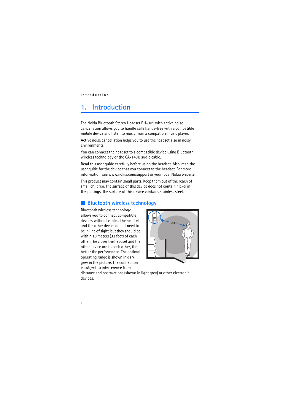Introduction, Bluetooth wireless technology | Nokia BH-905 User Manual | Page 4 / 79