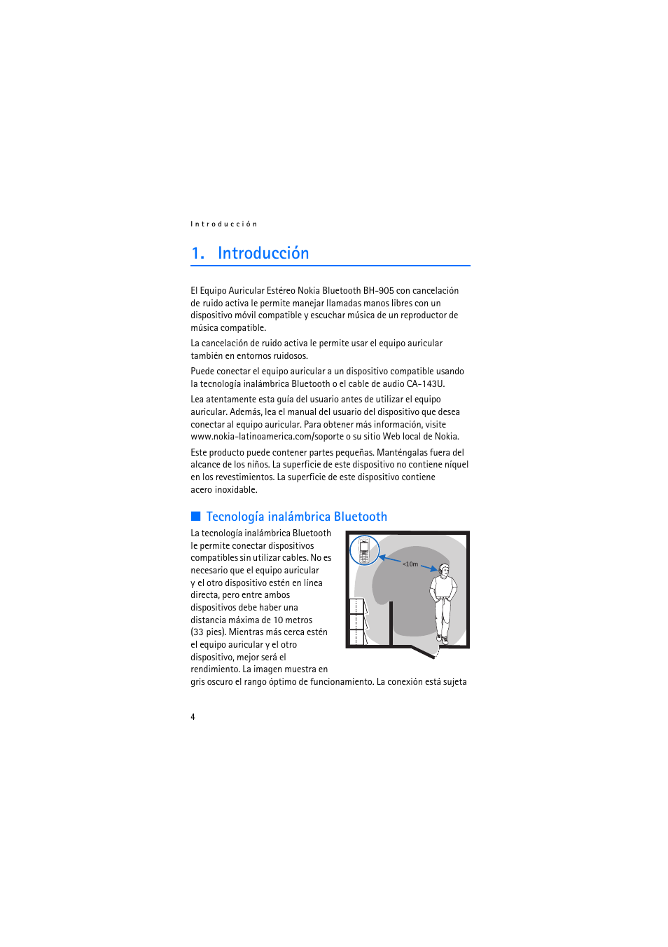 Introducción, Tecnología inalámbrica bluetooth | Nokia BH-905 User Manual | Page 42 / 79