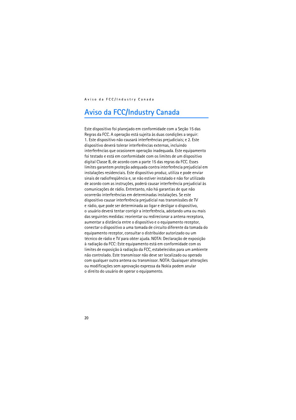 Aviso da fcc/industry canada | Nokia BH-905 User Manual | Page 78 / 79