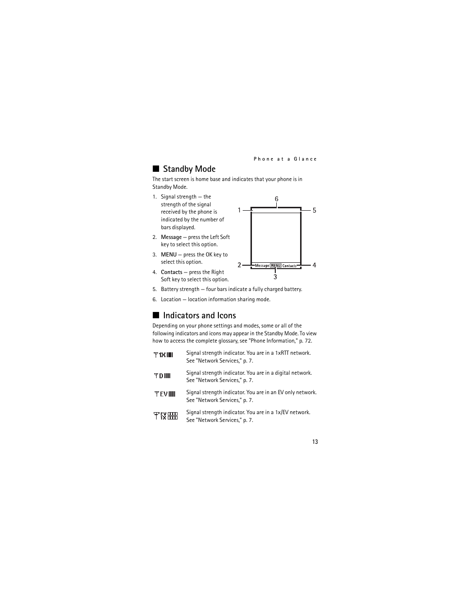 Standby mode, Indicators and icons, Standby mode indicators and icons | Nokia 6205 User Manual | Page 14 / 95