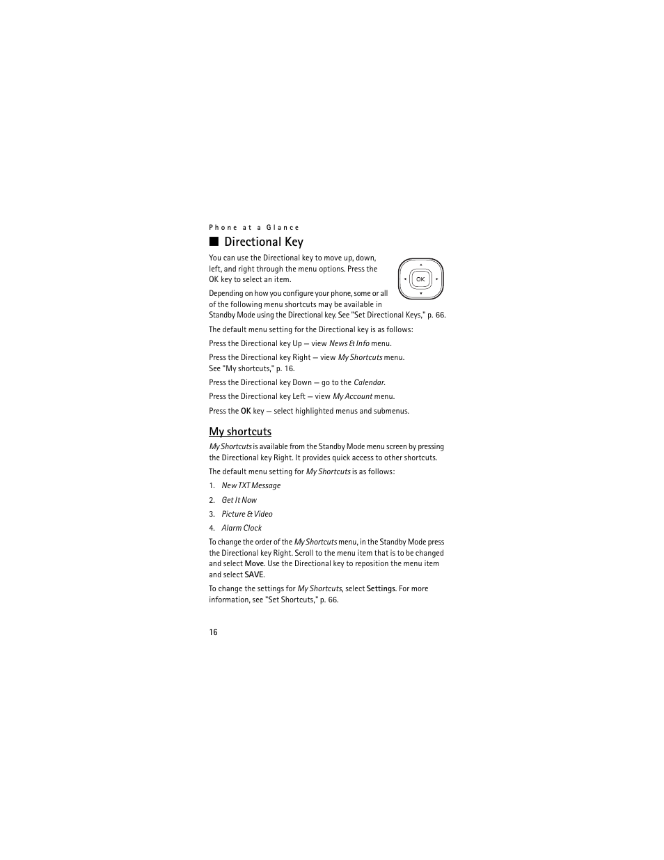 Directional key, My shortcuts | Nokia 6205 User Manual | Page 17 / 95