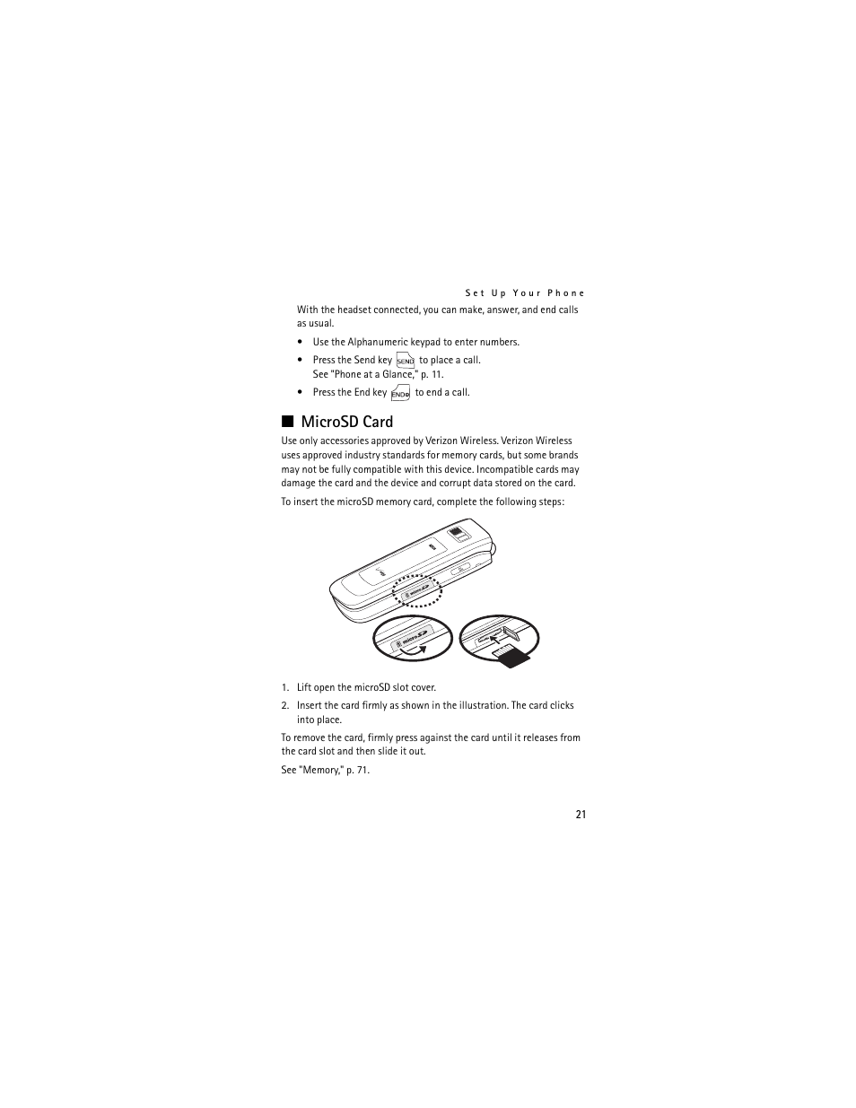 Microsd card | Nokia 6205 User Manual | Page 22 / 95