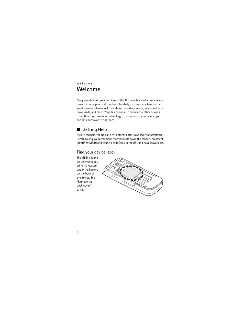 Welcome, Getting help | Nokia 6205 User Manual | Page 9 / 95