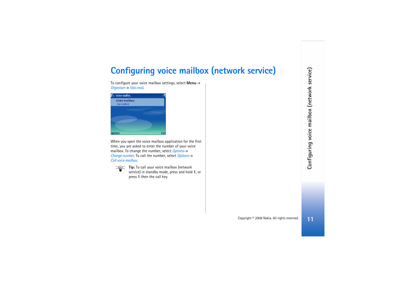 Configuring voice mailbox (network service) | Nokia E62 User Manual | Page 11 / 11