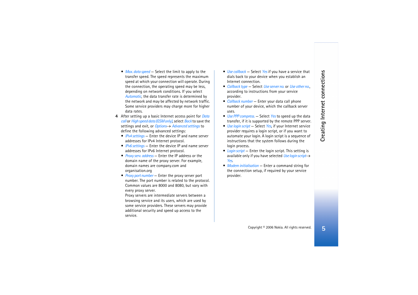 Creating internet connections | Nokia E62 User Manual | Page 5 / 11