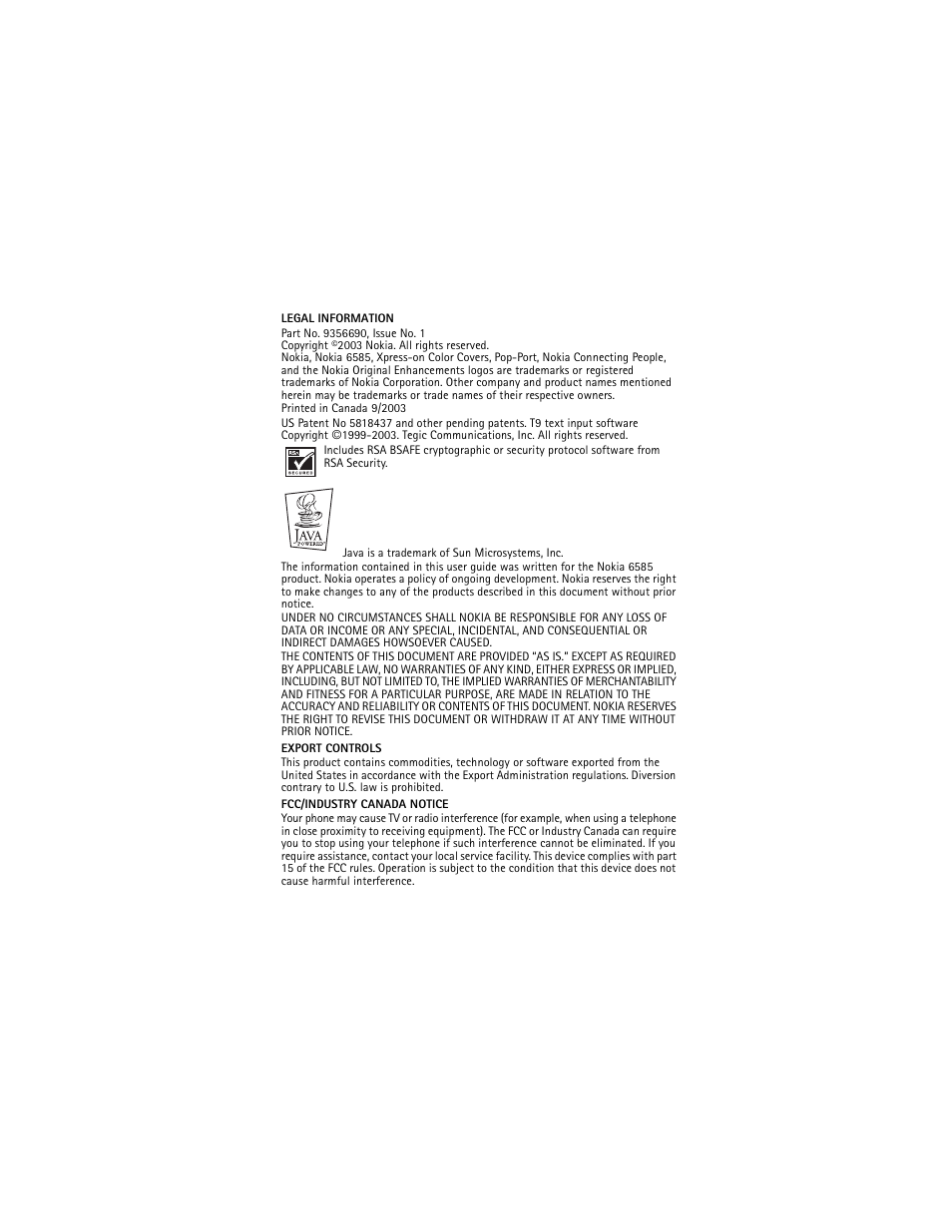 Nokia 6585 User Manual | Page 3 / 101