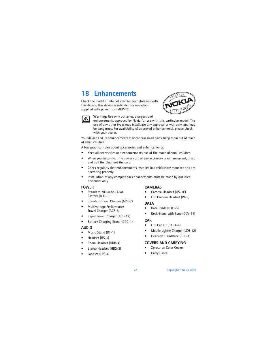 18 enhancements | Nokia 6585 User Manual | Page 79 / 101