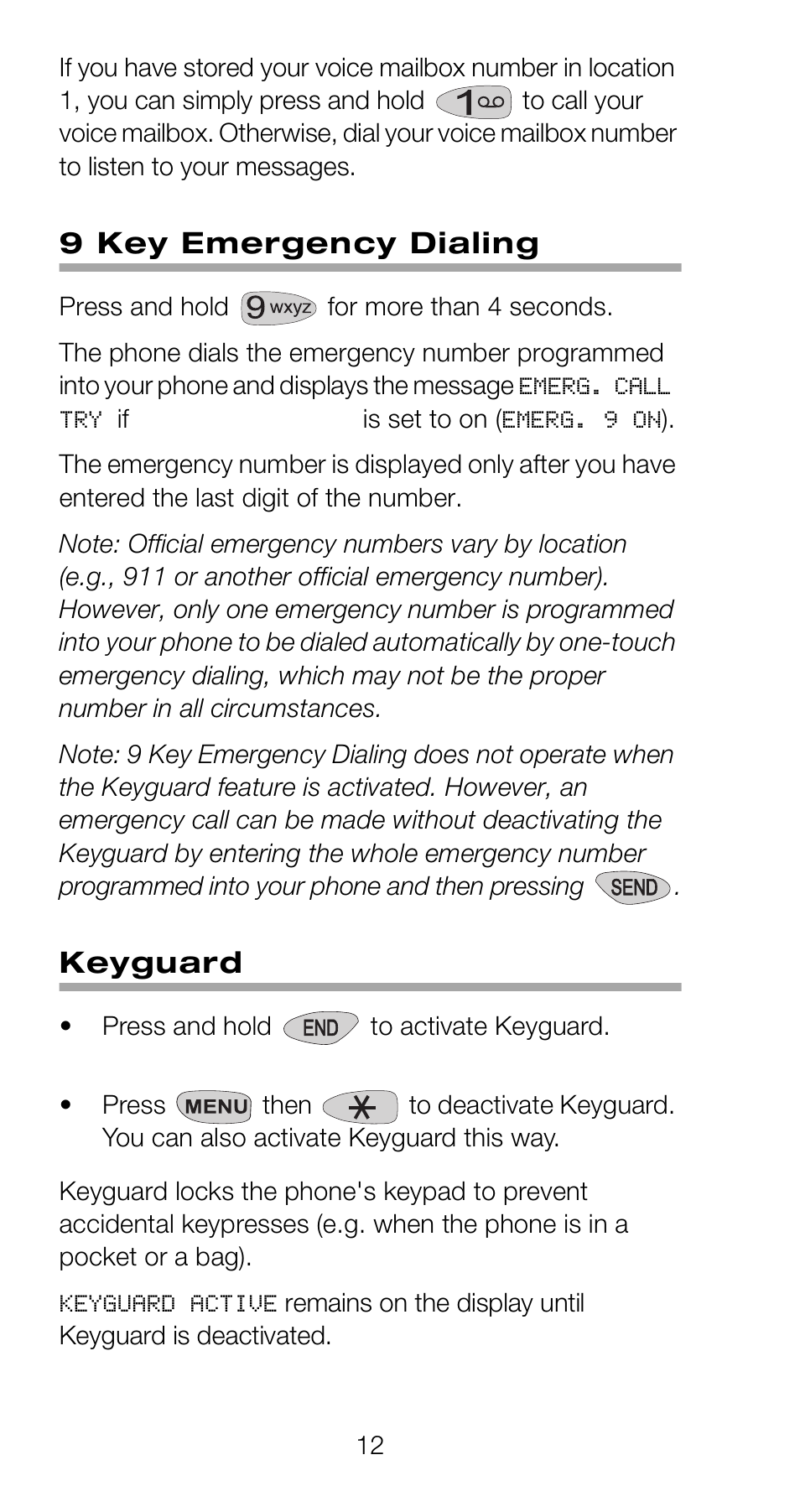 9 key emergency dialing, Keyguard | Nokia 918 User Manual | Page 18 / 70