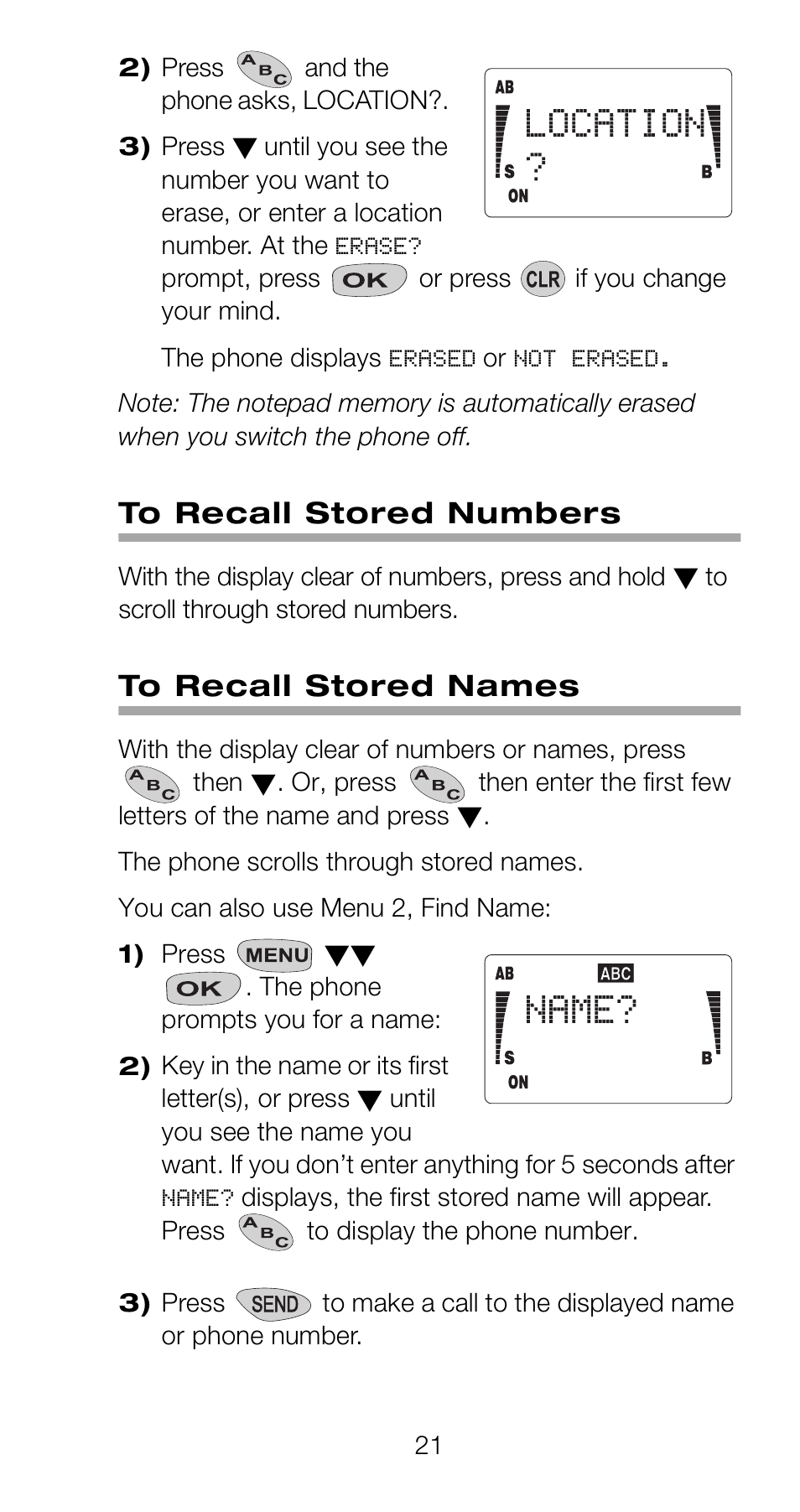 To recall stored numbers, To recall stored names | Nokia 918 User Manual | Page 27 / 70