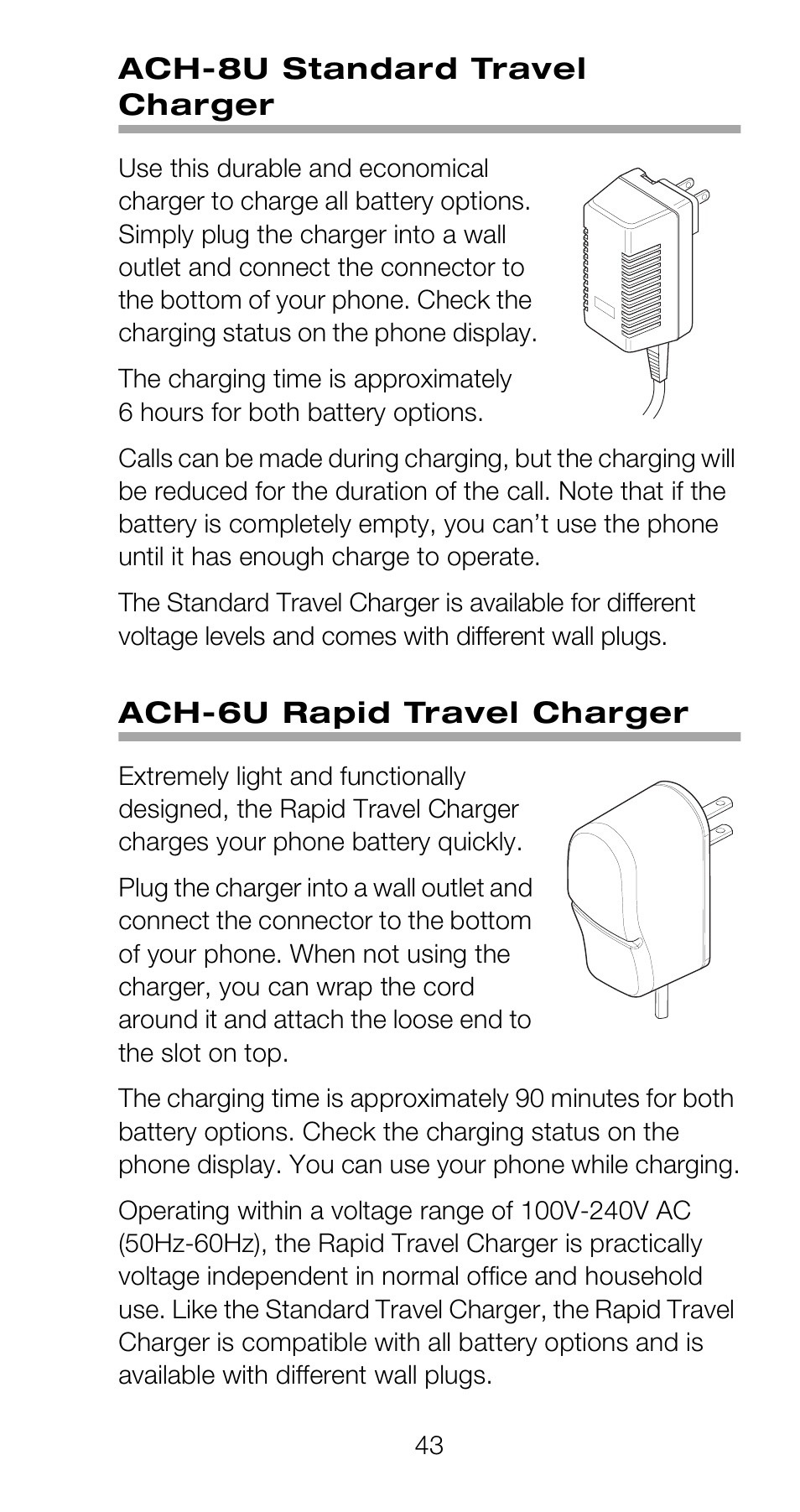 Ach-8u standard travel charger, Ach-6u rapid travel charger | Nokia 918 User Manual | Page 49 / 70