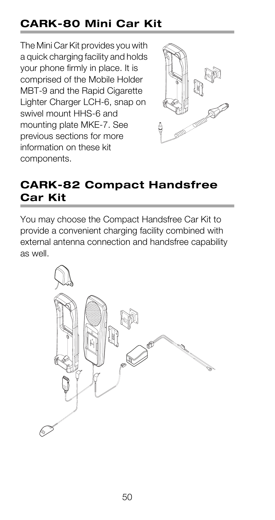 Cark-80 mini car kit, Cark-82 compact handsfree car kit | Nokia 918 User Manual | Page 56 / 70