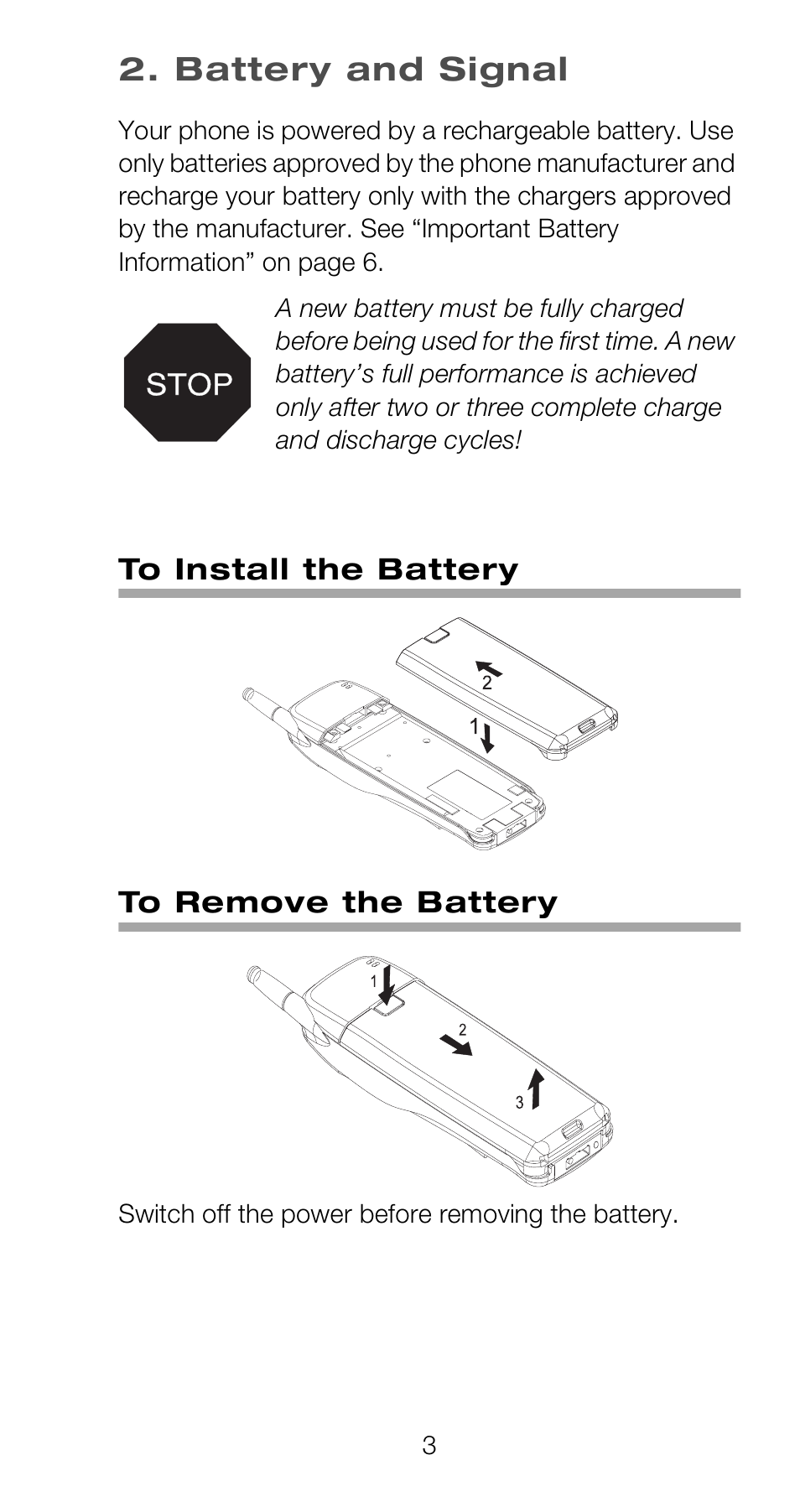 Battery and signal, To install the battery, To remove the battery | Nokia 918 User Manual | Page 9 / 70