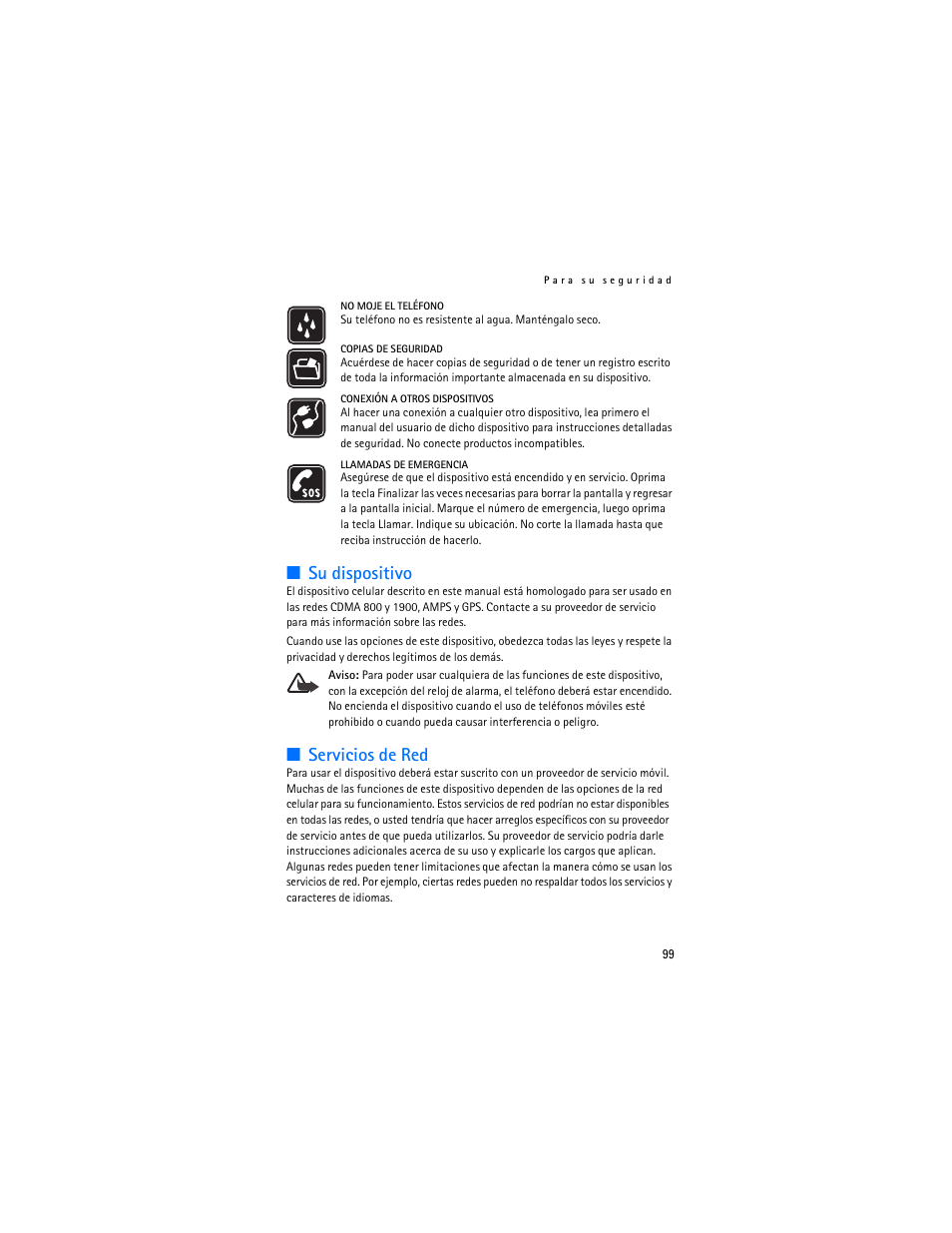 Su dispositivo, Servicios de red | Nokia 3155i User Manual | Page 100 / 201