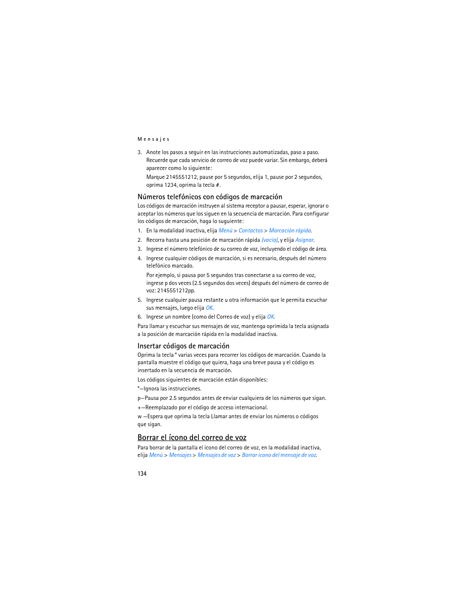 Borrar el ícono del correo de voz | Nokia 3155i User Manual | Page 135 / 201