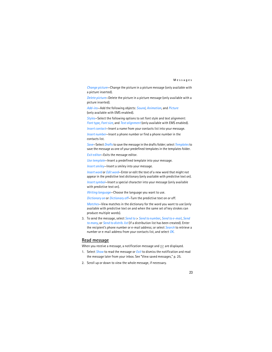 Read message | Nokia 3155i User Manual | Page 24 / 201