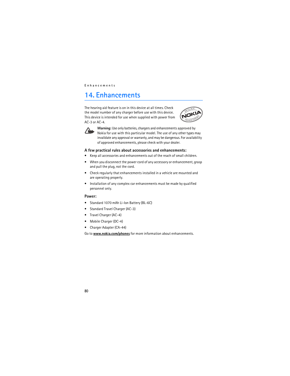 Enhancements | Nokia 3155i User Manual | Page 81 / 201