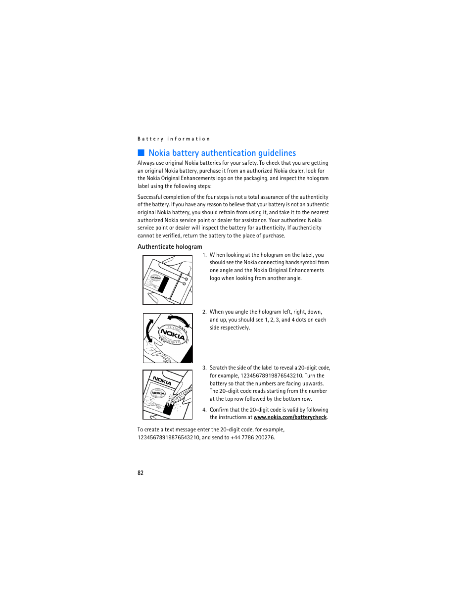Nokia battery authentication guidelines | Nokia 3155i User Manual | Page 83 / 201