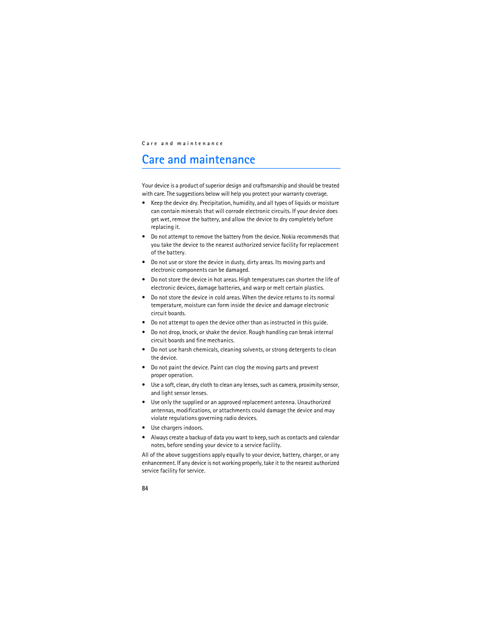 Care and maintenance | Nokia 3155i User Manual | Page 85 / 201
