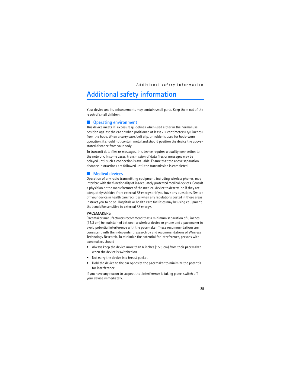 Additional safety information | Nokia 3155i User Manual | Page 86 / 201