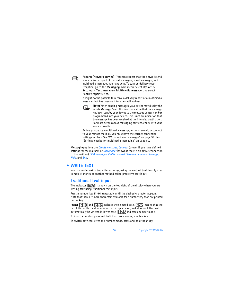 Write text, Traditional text input | Nokia 6670 User Manual | Page 57 / 321