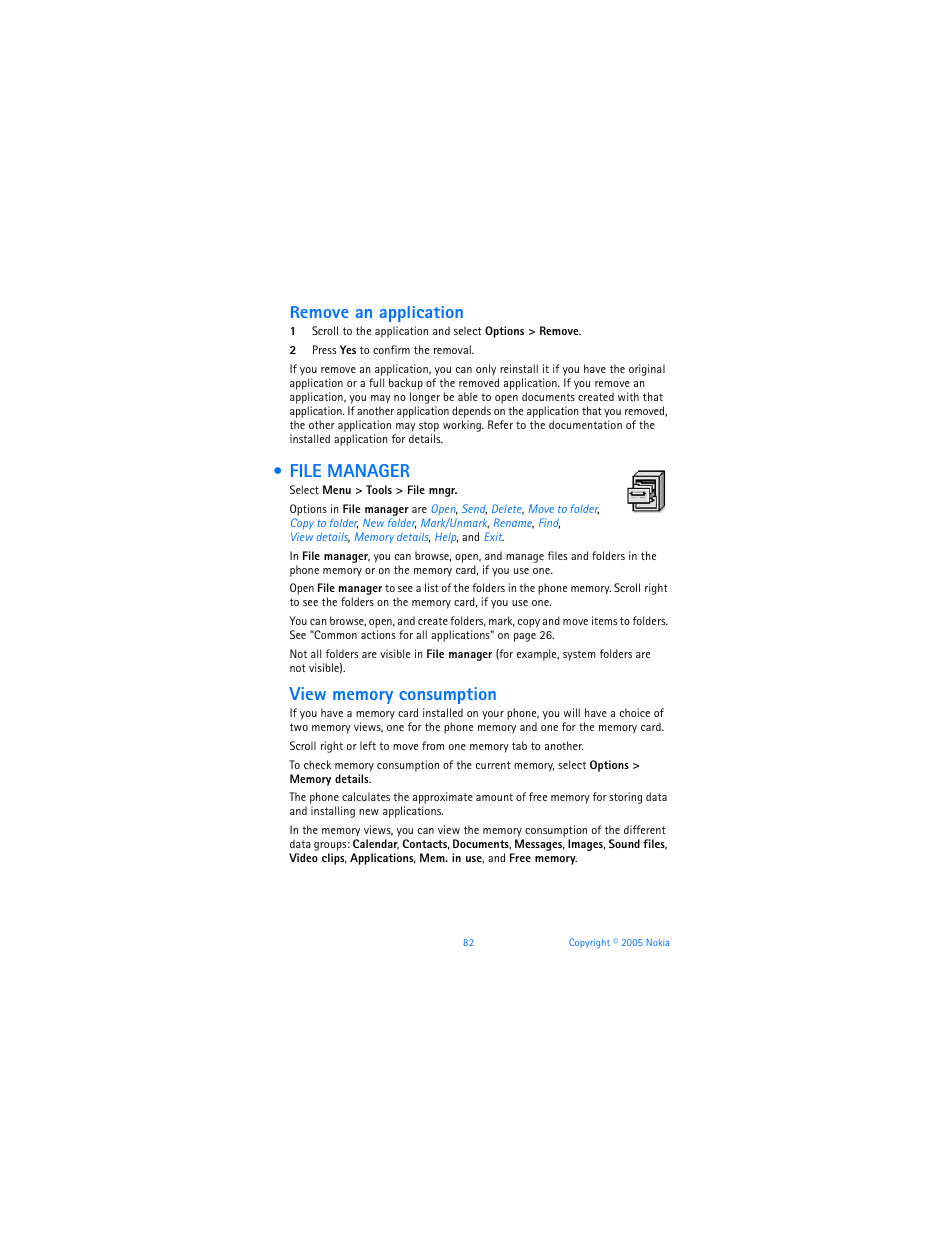 File manager, Remove an application | Nokia 6670 User Manual | Page 83 / 321