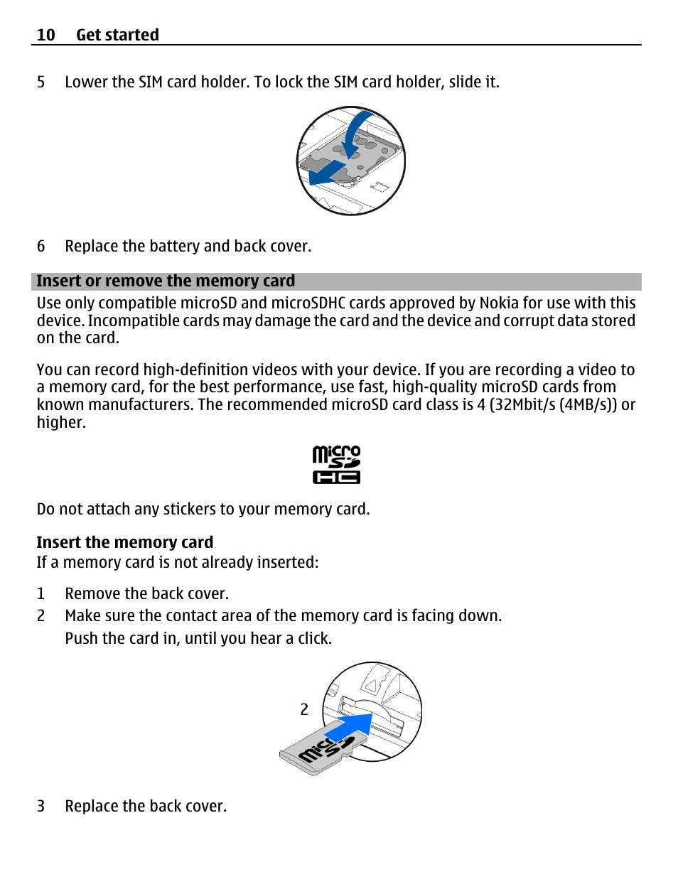 Insert or remove the memory card | Nokia C6-01 User Manual | Page 10 / 132