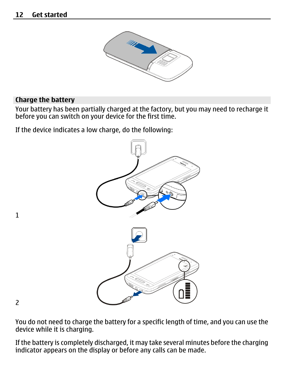 Charge the battery | Nokia C6-01 User Manual | Page 12 / 132