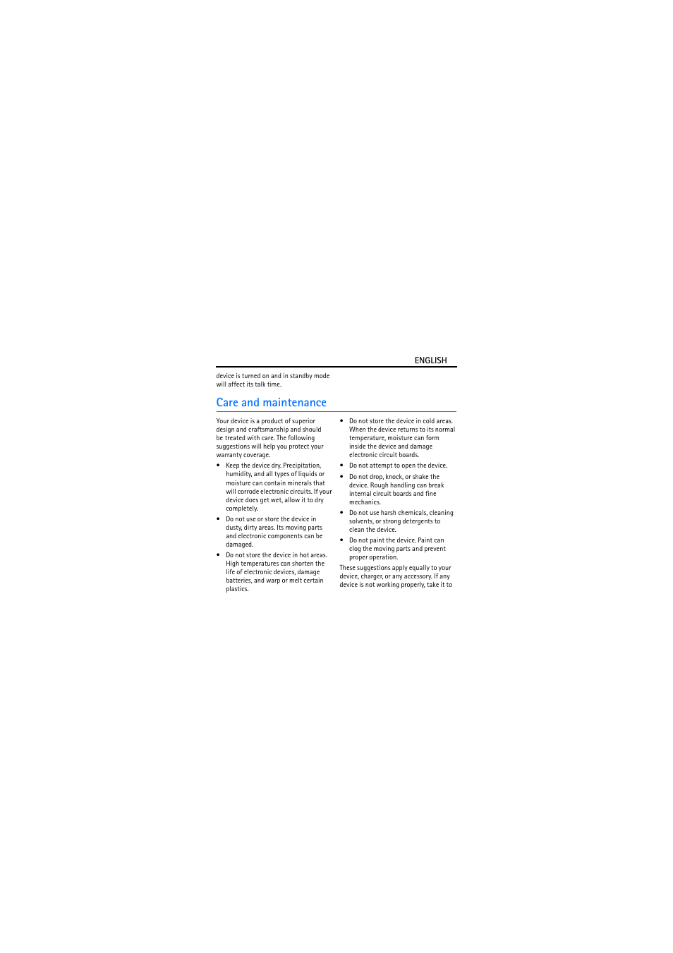 Care and maintenance | Nokia BH-105 User Manual | Page 9 / 51
