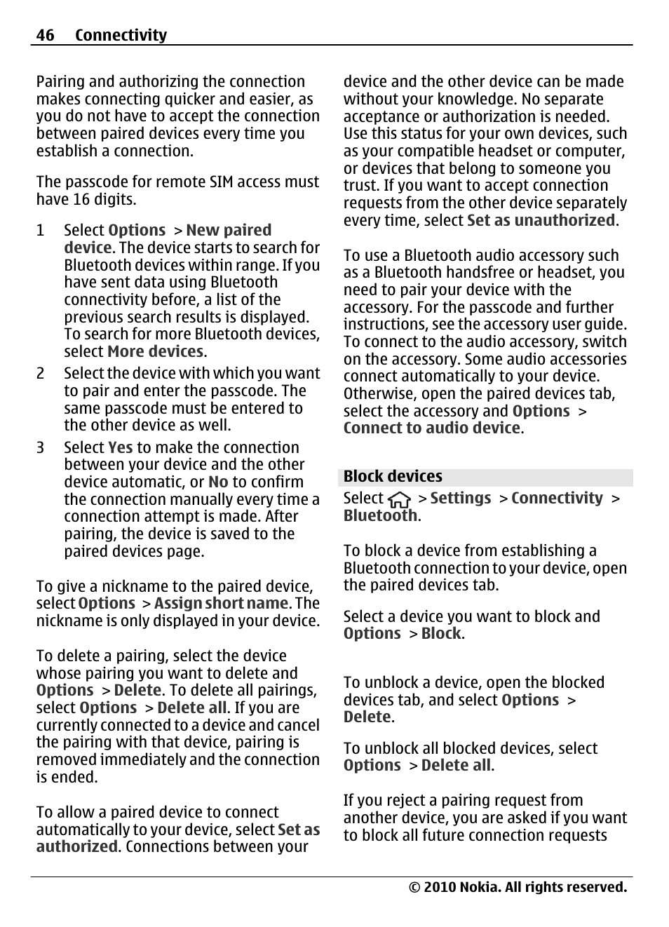 Block devices | Nokia 6700 Slide User Manual | Page 46 / 56