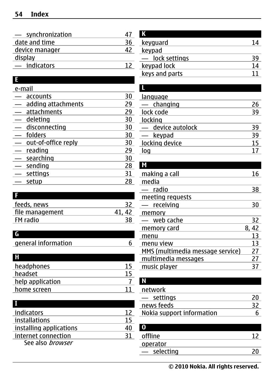 Nokia 6700 Slide User Manual | Page 54 / 56