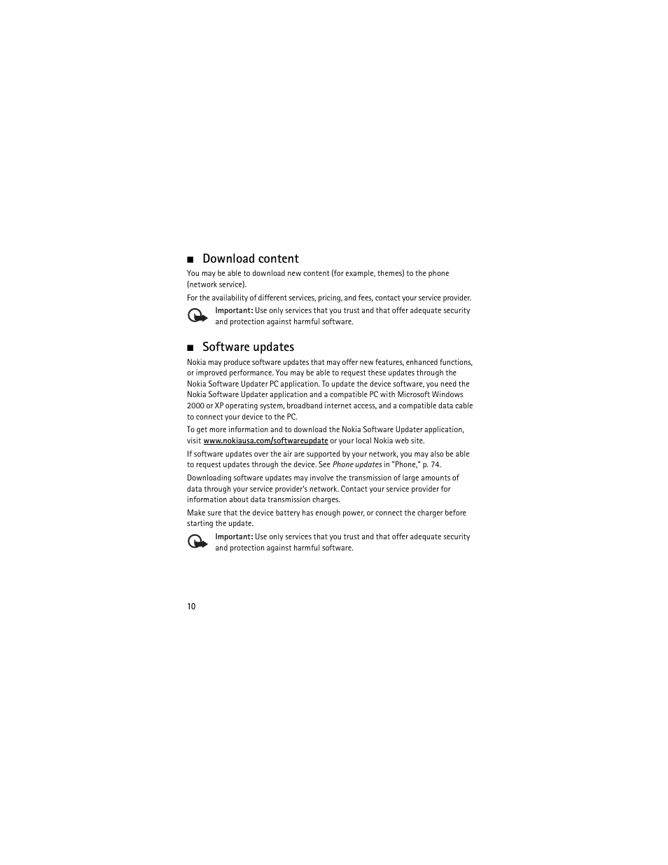 Download content, Software updates, Download content software updates | Nokia 6301 User Manual | Page 11 / 201