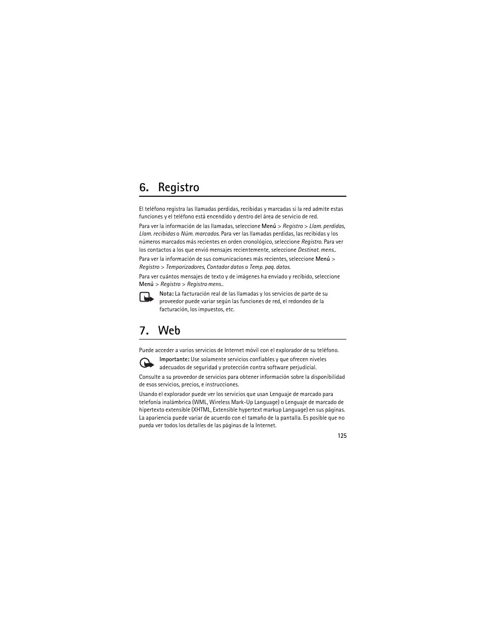 Registro | Nokia 6301 User Manual | Page 126 / 201