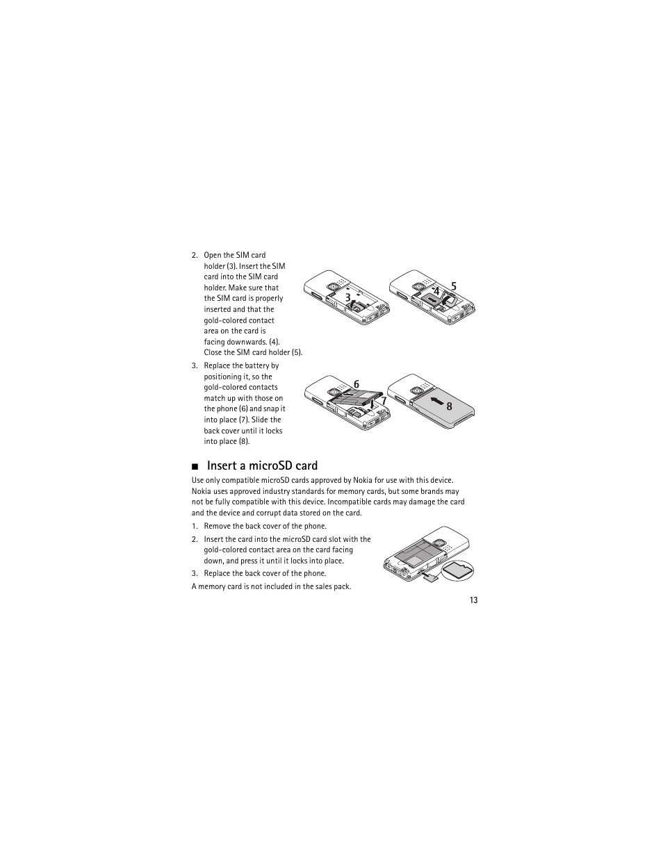 Insert a microsd card | Nokia 6301 User Manual | Page 14 / 201
